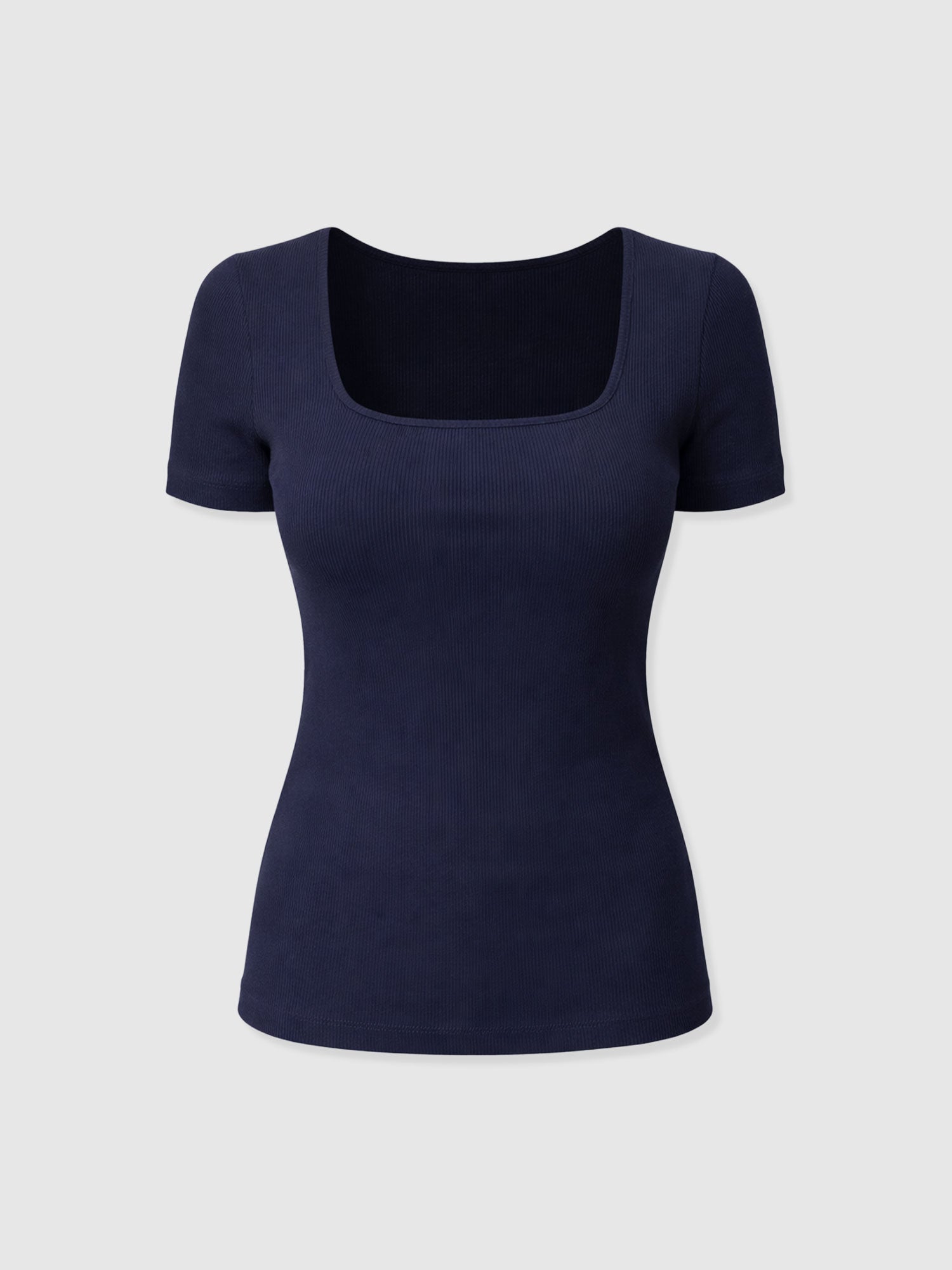 Sloane Ribbed Short Sleeve Tee - Navy - Women's T-shirts | Saint + Sofia® USA